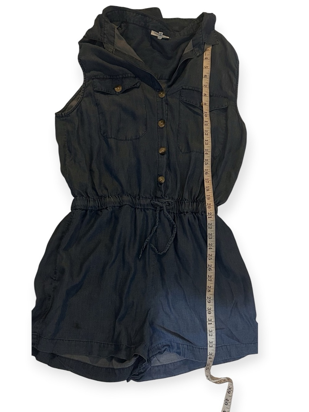 Blue Island Black Sleeveless Hooded Romper with Drawstring Size XL